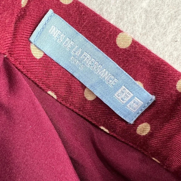Uniqlo Skirt Girls 110 3-4Y Ines De La Fressange Polka Dot A-Line Twill Burgundy - Picture 9 of 12